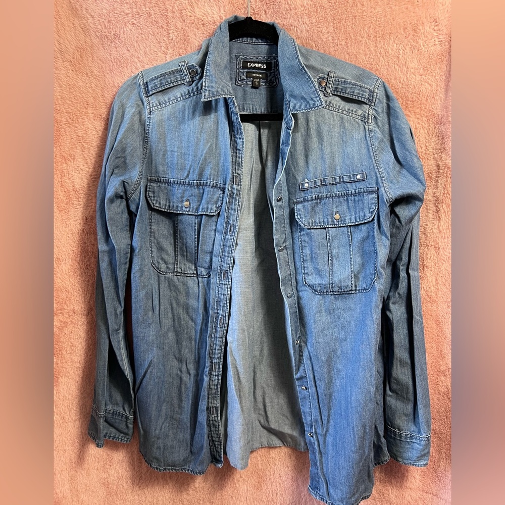 Express Boyfriend Button Up Shirt